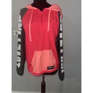 Victoria's Secret Pink Anorak Windbreaker Jacket Hoodie XS/Small Neon Coral
